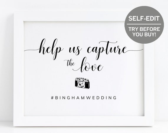 wedding sign Social media wedding Capture the love social media sign Wedding signs printable sign editable pdf wedding hashtag sign