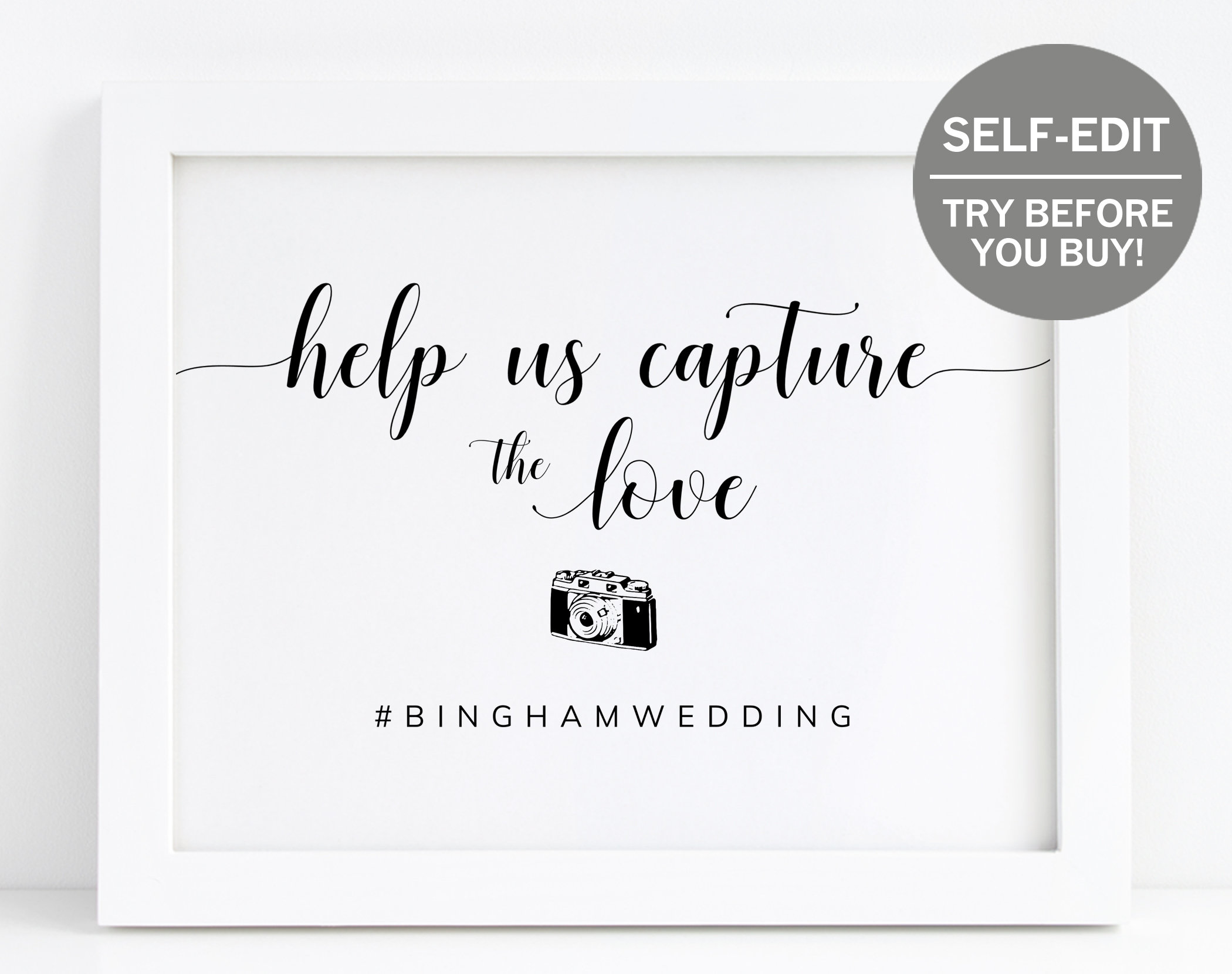 Wedding Hashtag Sign Try Free Demo Help Us Capture The Love Etsy