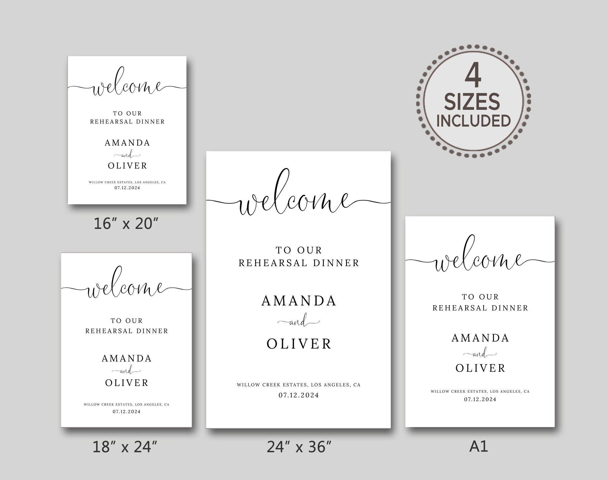 Rehearsal Dinner Welcome Sign Template Printable Rehearsal - Etsy