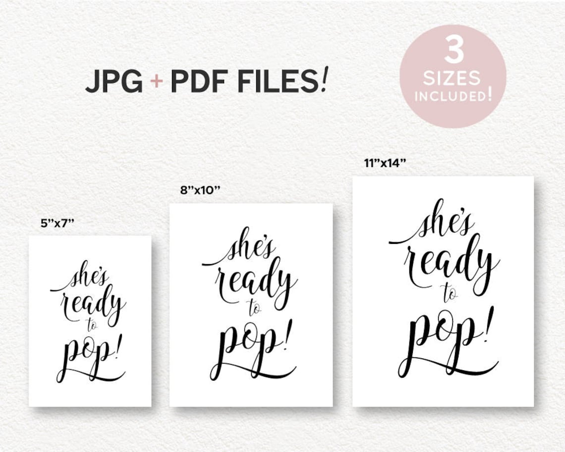 Ready to Pop Printable Baby Shower Printable Sign Shes Ready - Etsy