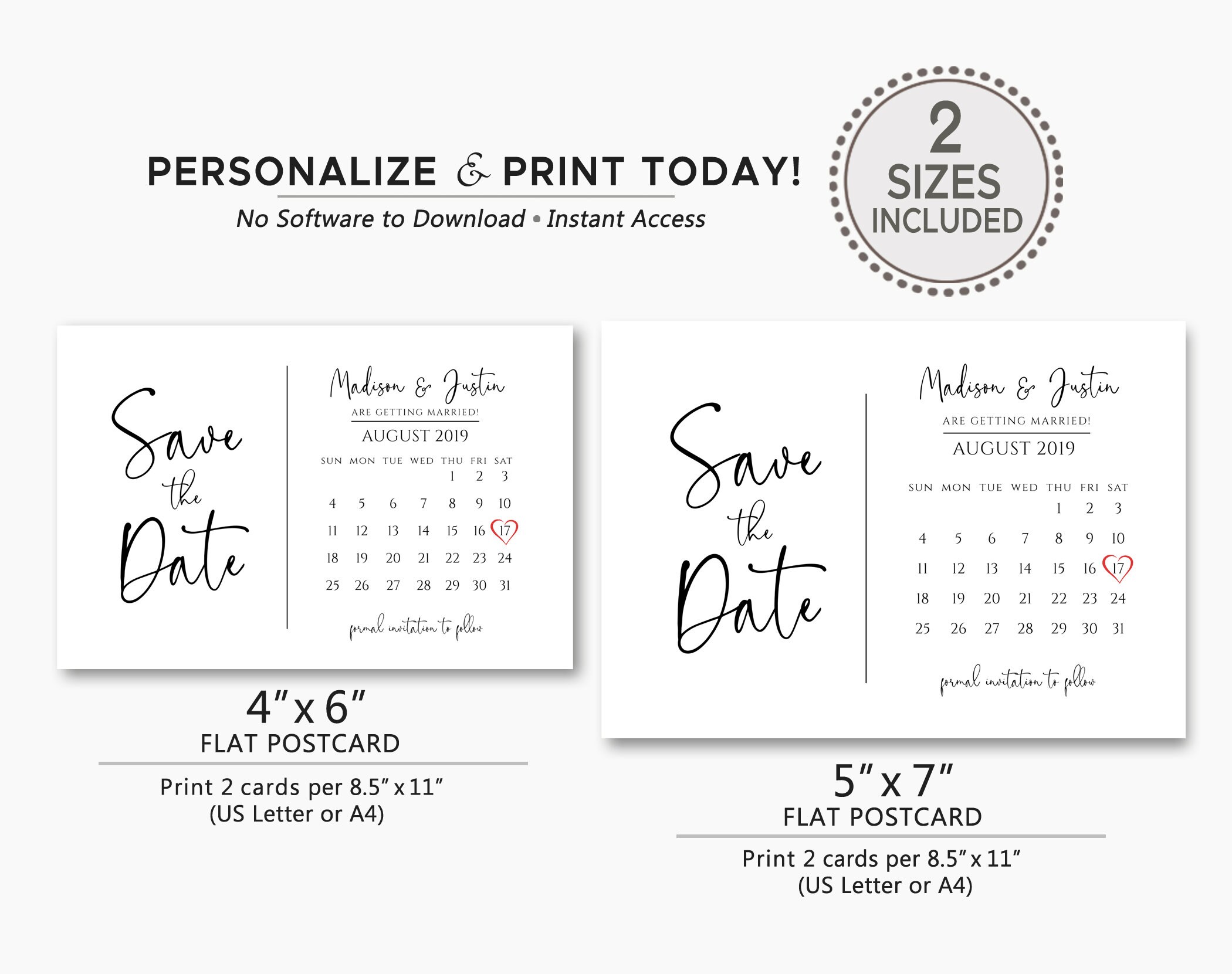 Save the Date Calendar Template TRY BEFORE You BUY Save the - Etsy UK