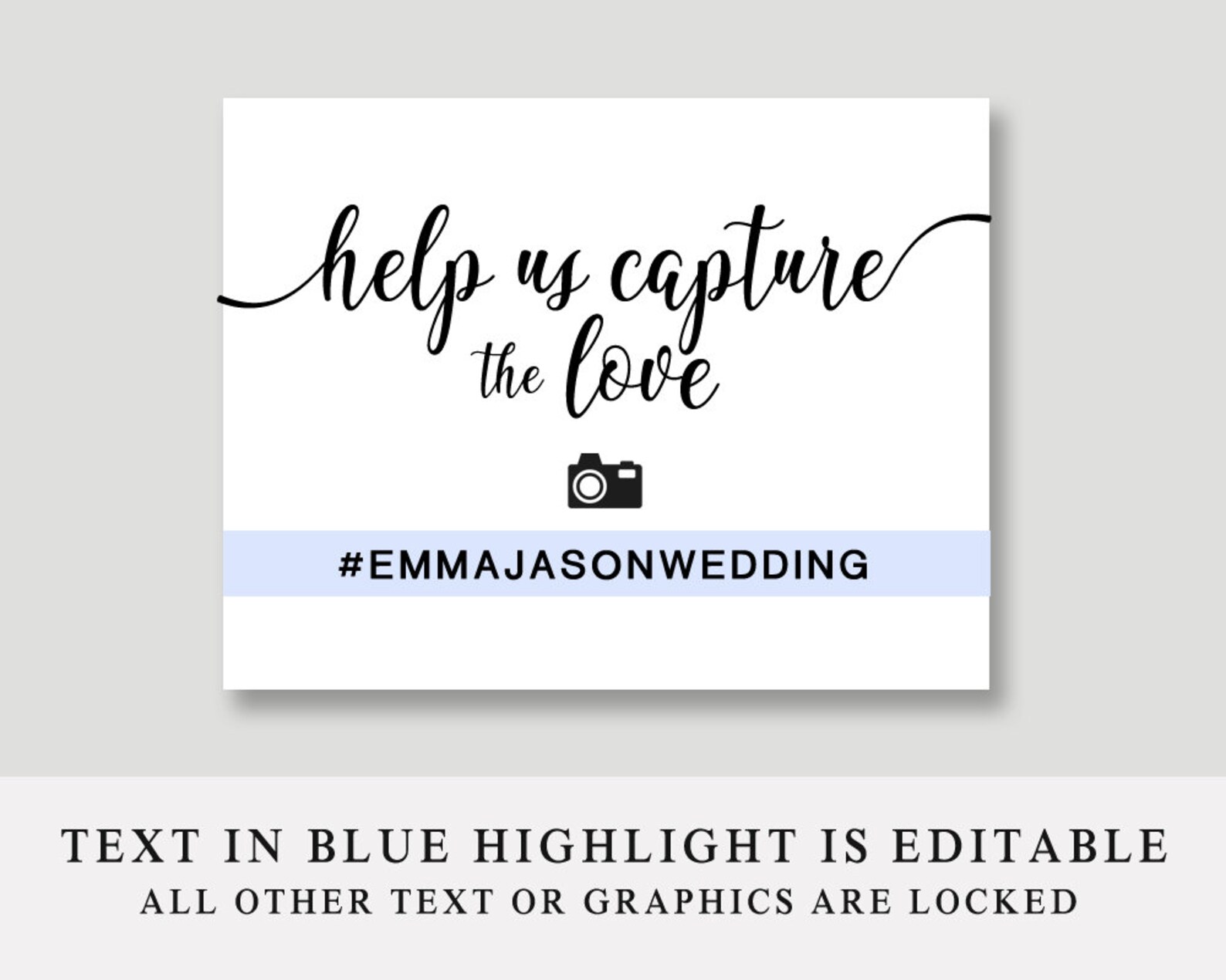 Help Us Capture the Love Sign Wedding Hashtag Printable | Etsy