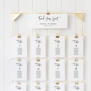 Printable Wedding Seating Chart Template, Modern Calligraphy, Seating Plan, Table Numbers, Find Your Seat, Editable, Instant Download