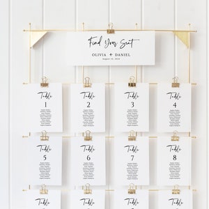 Printable Wedding Seating Chart Template, Modern Calligraphy, Seating Plan, Table Numbers, Find Your Seat, Editable, Instant Download Bild 1