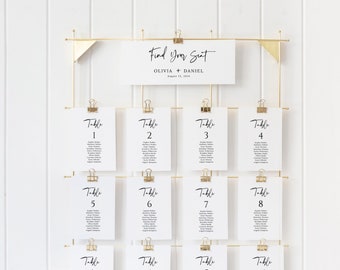 Printable Wedding Seating Chart Template, Modern Calligraphy, Seating Plan, Table Numbers, Find Your Seat, Editable, Instant Download