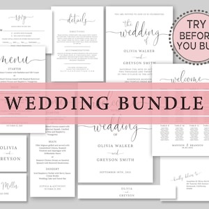 Wedding Invitation Bundle, TRY BEFORE You BUY, Wedding Template Bundle, Invitation Suite, 100% Editable, Rustic Invitation Template, Diy