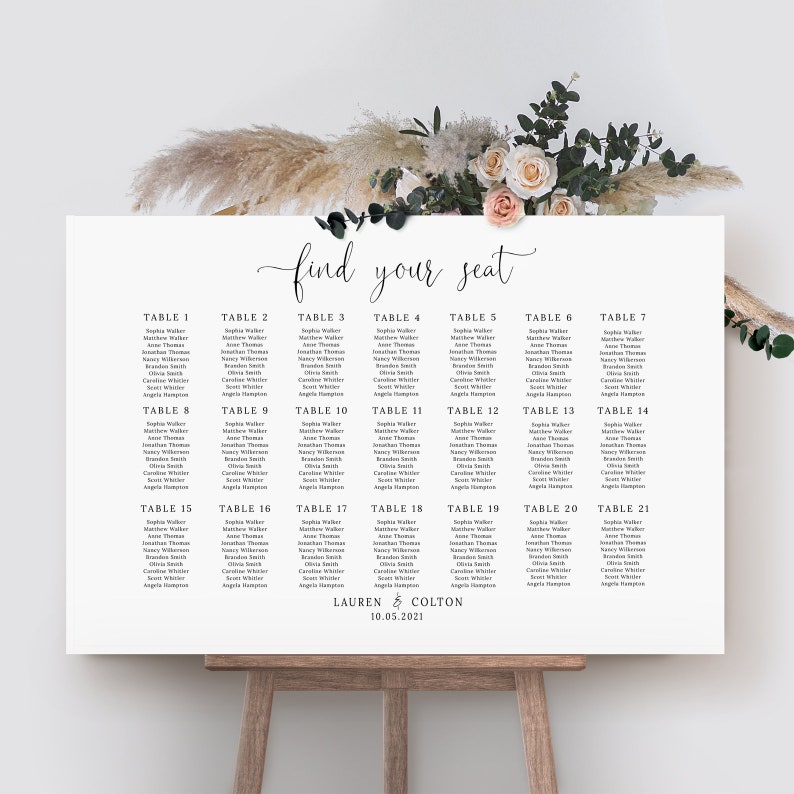 Find Your Seat Sign, Wedding Seating Chart Template, Printable Seating Plan, Editable Wedding Sign, Rustic Wedding, Landscape, Minimalist image 4