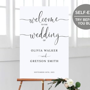 Welcome To Our Wedding Sign, Printable Wedding Welcome Sign, Wedding Poster, Entrance Sign, Minimalist, Instant Download, Template, Script