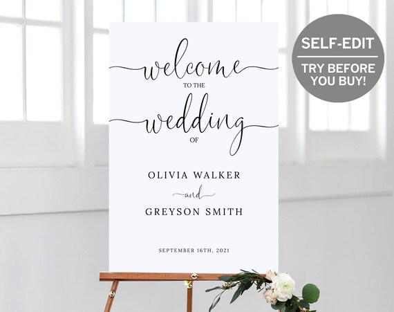 Welcome To Our Wedding Sign Template Minimalist Wedding Welcome Sign A11 Instant Download Printable Wedding Poster