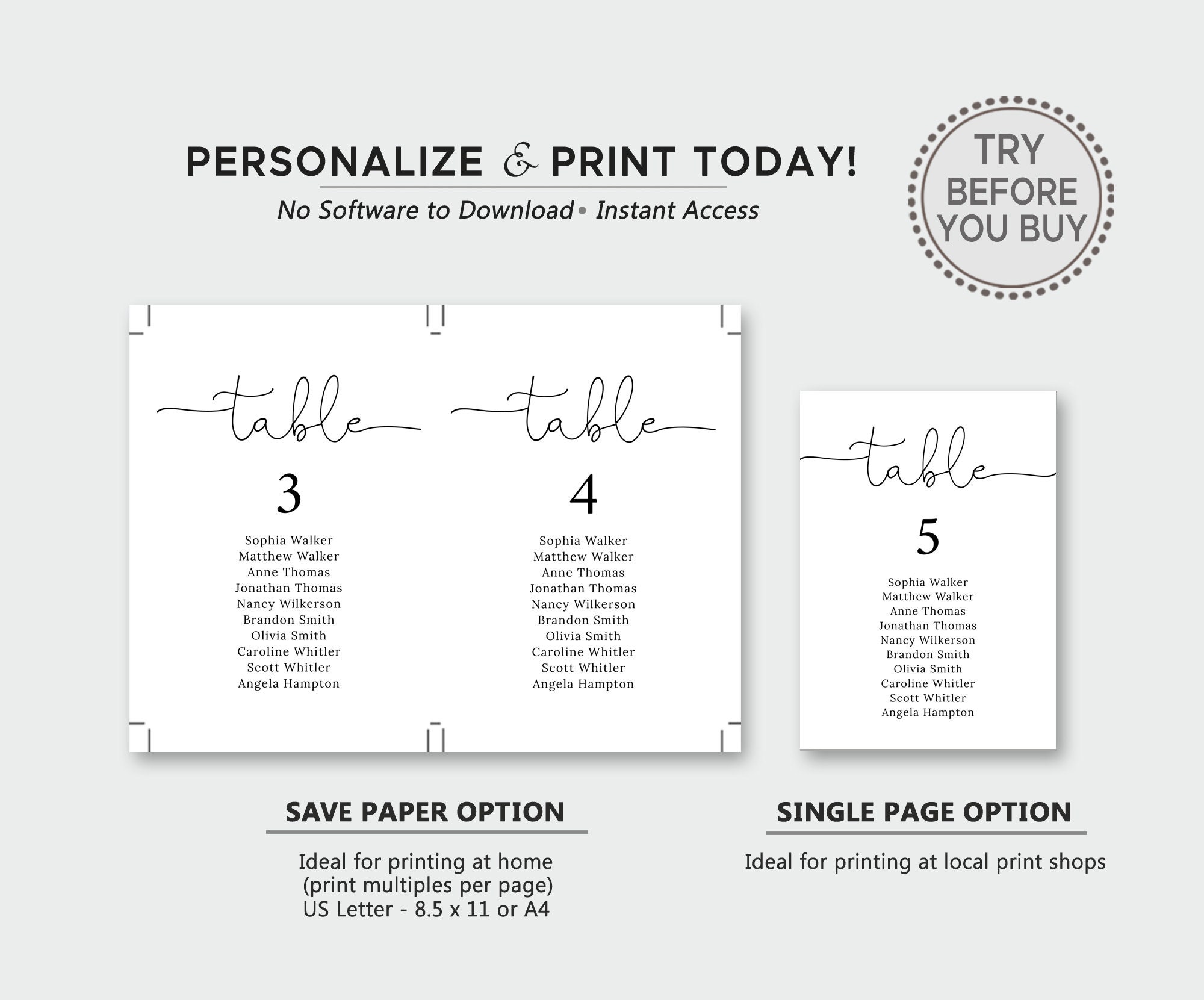 Wedding Table Numbers Template Rustic Seating Chart Seating - Etsy