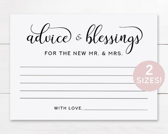 Advice Card For Wedding, Advice Card Instant Download, Bride And Groom Advice, Newlywed Advice Card, Mr And Mrs Advice, Blessings Cards