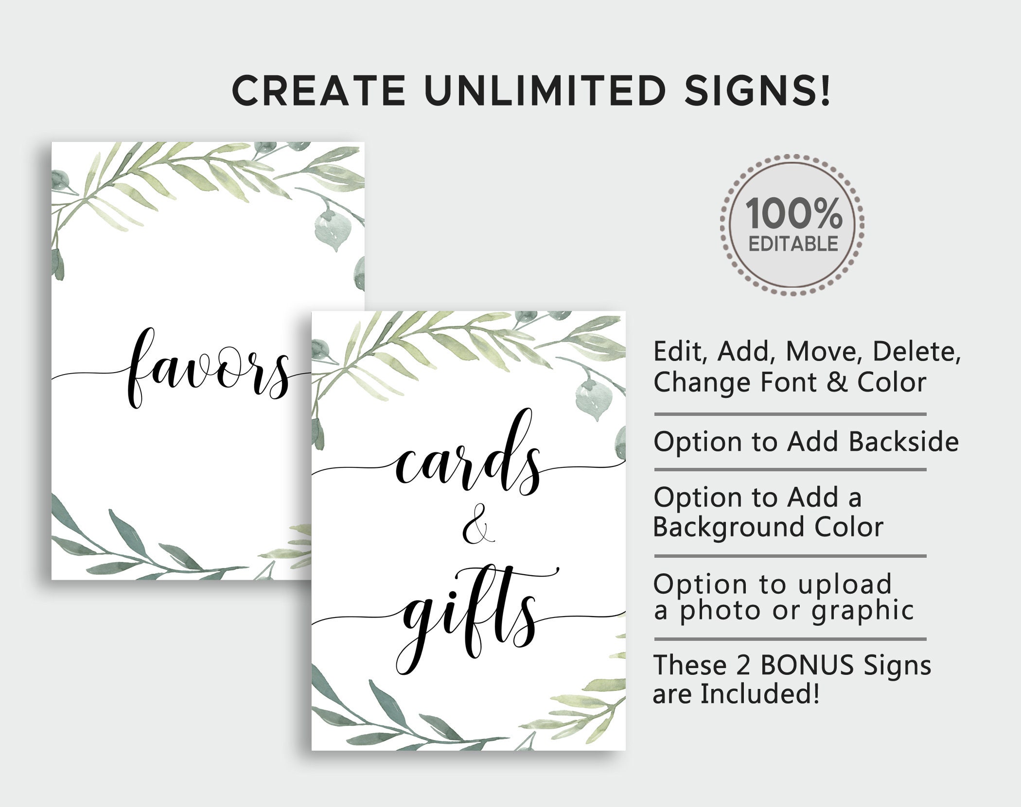 Create Custom Wedding Signs TRY FREE DEMO Wedding Template - Etsy
