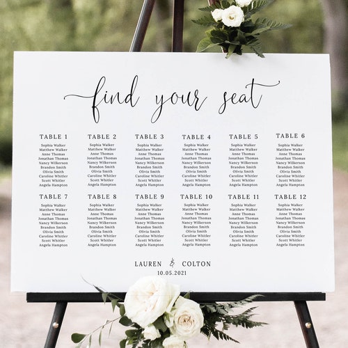 Alphabetical Seating Chart Sign Template Editable Wedding - Etsy