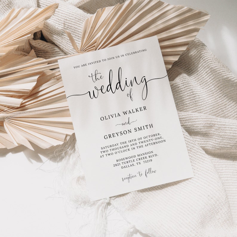 Wedding Invitation Set, TRY BEFORE You BUY, Simple Wedding Invitation Suite, Rsvp Card Template, Details Card, Printable, Templett, Diy image 2