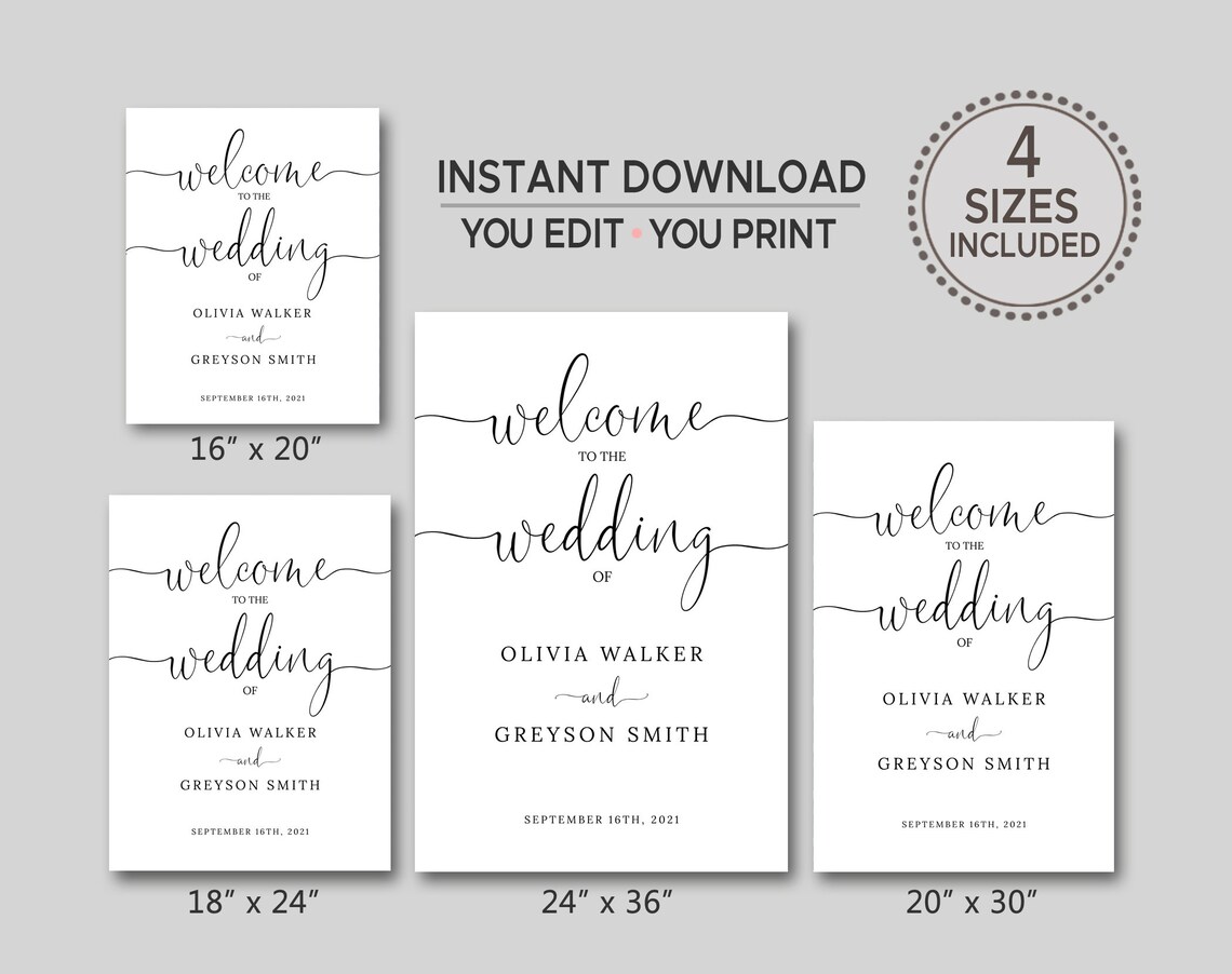 Welcome to Our Wedding Sign Printable Wedding Welcome Sign | Etsy