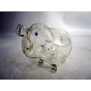 Vintage Art Glass Murano Style Hand Blown Lampwork Elephant inside Elephants