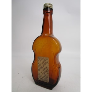 Rare Antique Guitar Liquor Bottle Amber Glass Empty