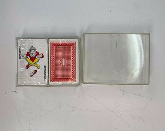 80's Vintage Poker Black Jack Playing Cards Sealed and Clear Case Made in Hong Kong New Old Stock Unopened.
