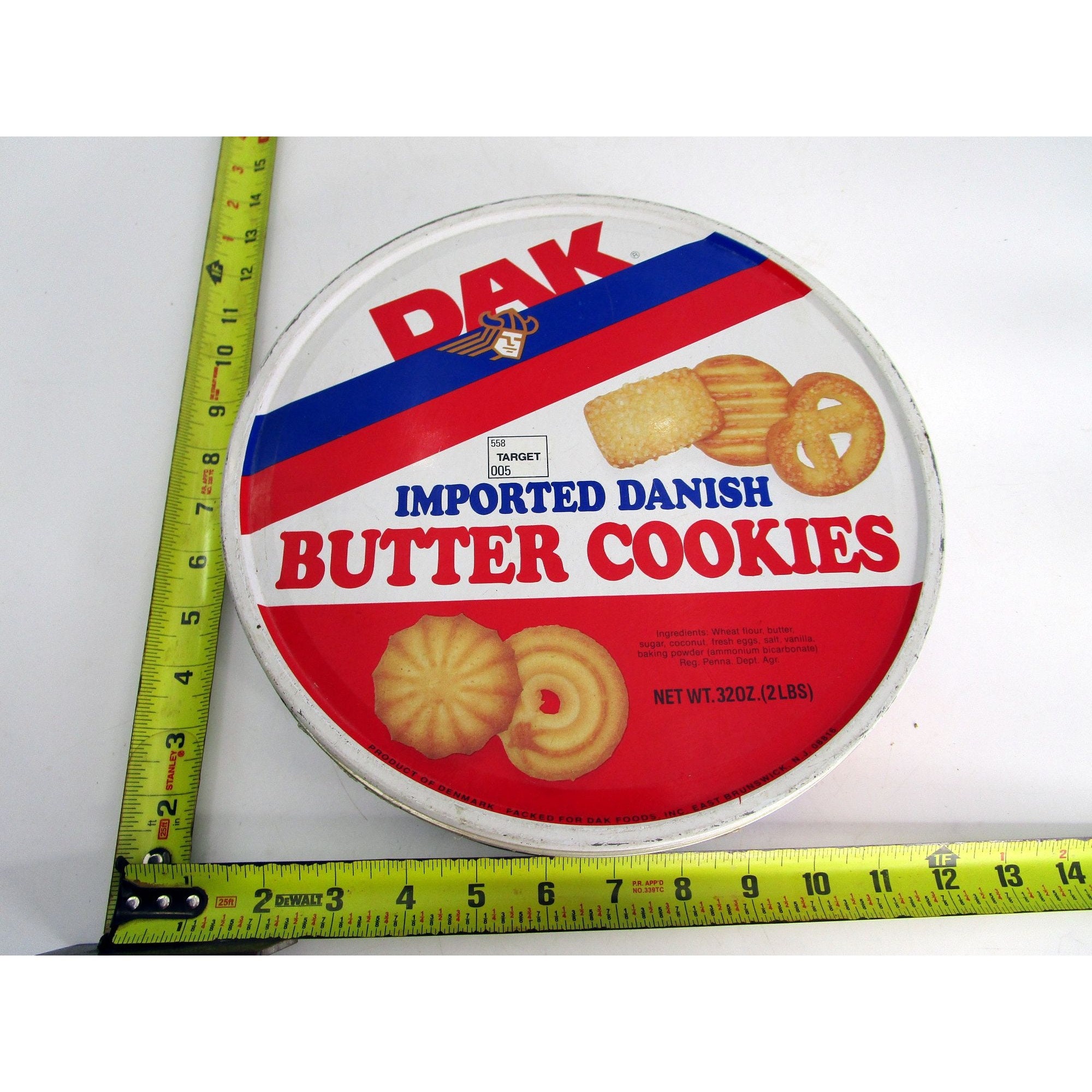 Vintage Dak Danish Butter Cookies Tin Can Canister Retro Decor Kitchen