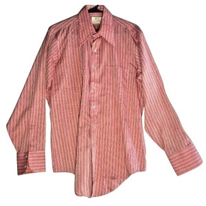 Arrow Kent Kollektion Single Stitch Langarm rotes Muster Hemd 1950er Jahre