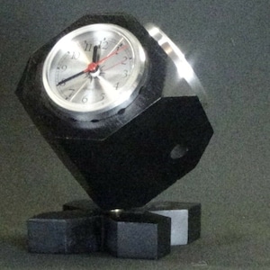 Vintage Devon 1970&#39;s Black Geometric Rotating Weather Station Clock Desk Table Top