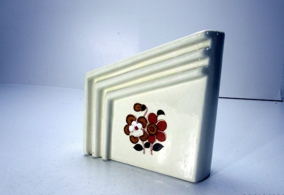 Mid Century Vintage Flower Vase Porcelain With Floral Detail
