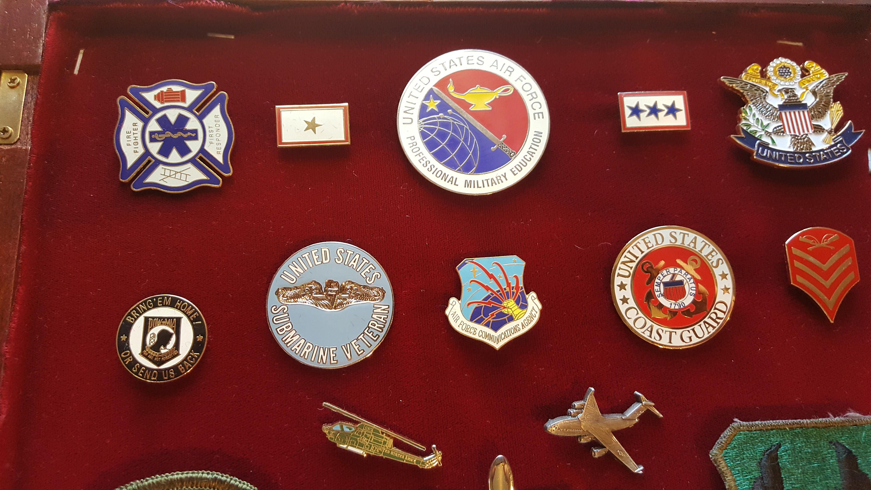Prior Service Military Pins and Patches in an Oak Cherry Shadowbox - Etsy