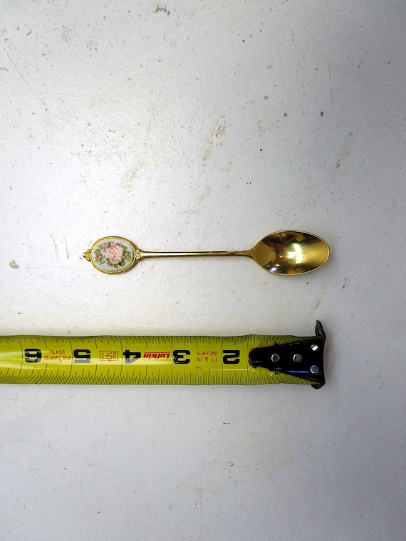 Vintage Gold Stainless Steel Spoon With Rose Detail Made in