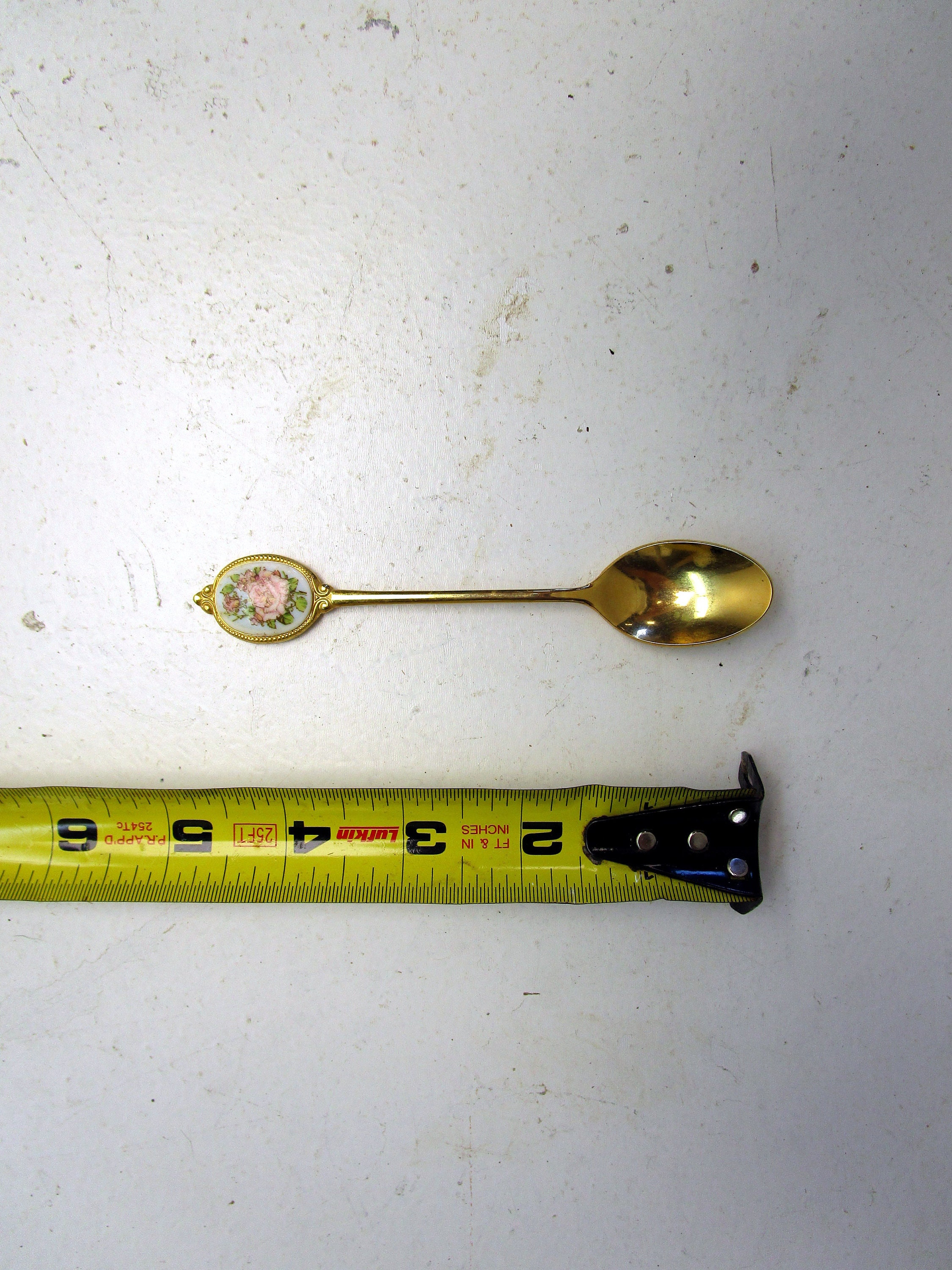 Vintage Gold Stainless Steel Spoon With Rose Detail Made in Japan