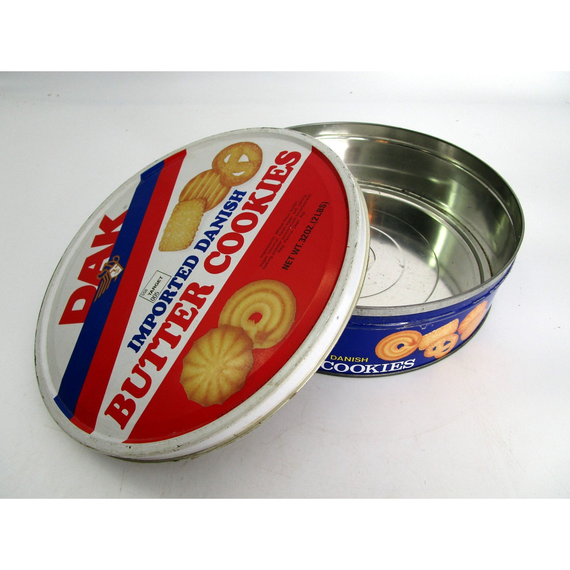 Vintage Dak Danish Butter Cookies Tin Can Canister Retro Decor Kitchen