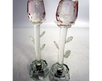 Set of 2 Romantic Vintage Wine Stopper Pink Rose Made with Swarovski Crystal