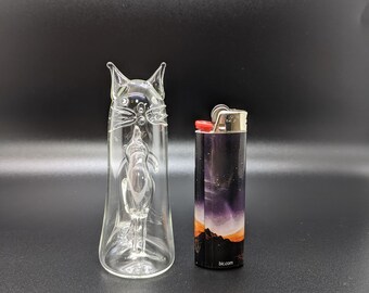 希少なヴィンテージ ロベルト ニーデラー 吹きガラス 精巧な猫とお腹の