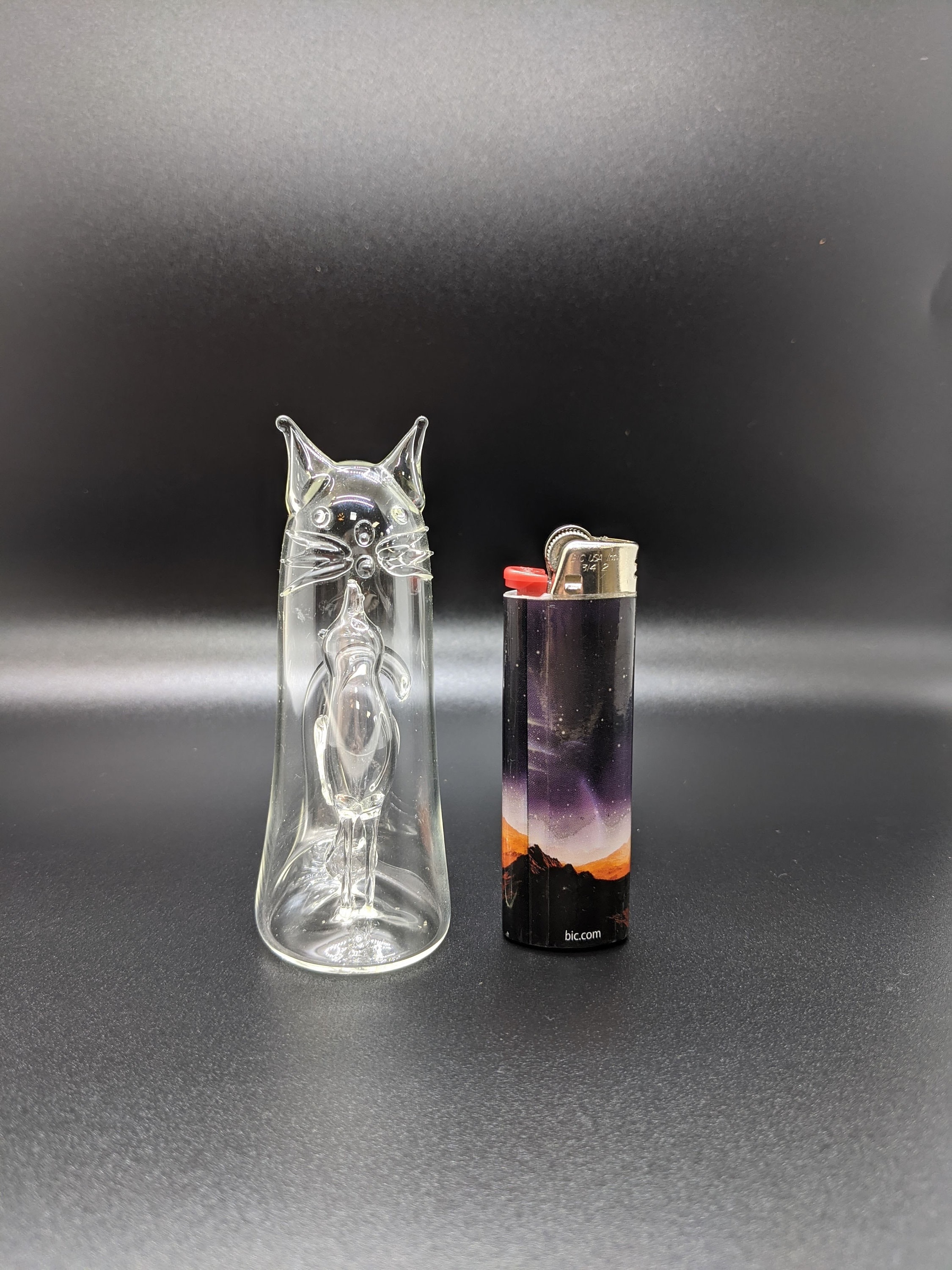 希少なヴィンテージ ロベルト ニーデラー 吹きガラス 精巧な猫とお腹の