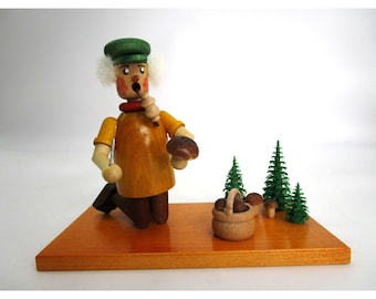 Vintage Rare Räuchermann Pilzsammler Mushroom Picker with Pipe Figurine 52 64 350