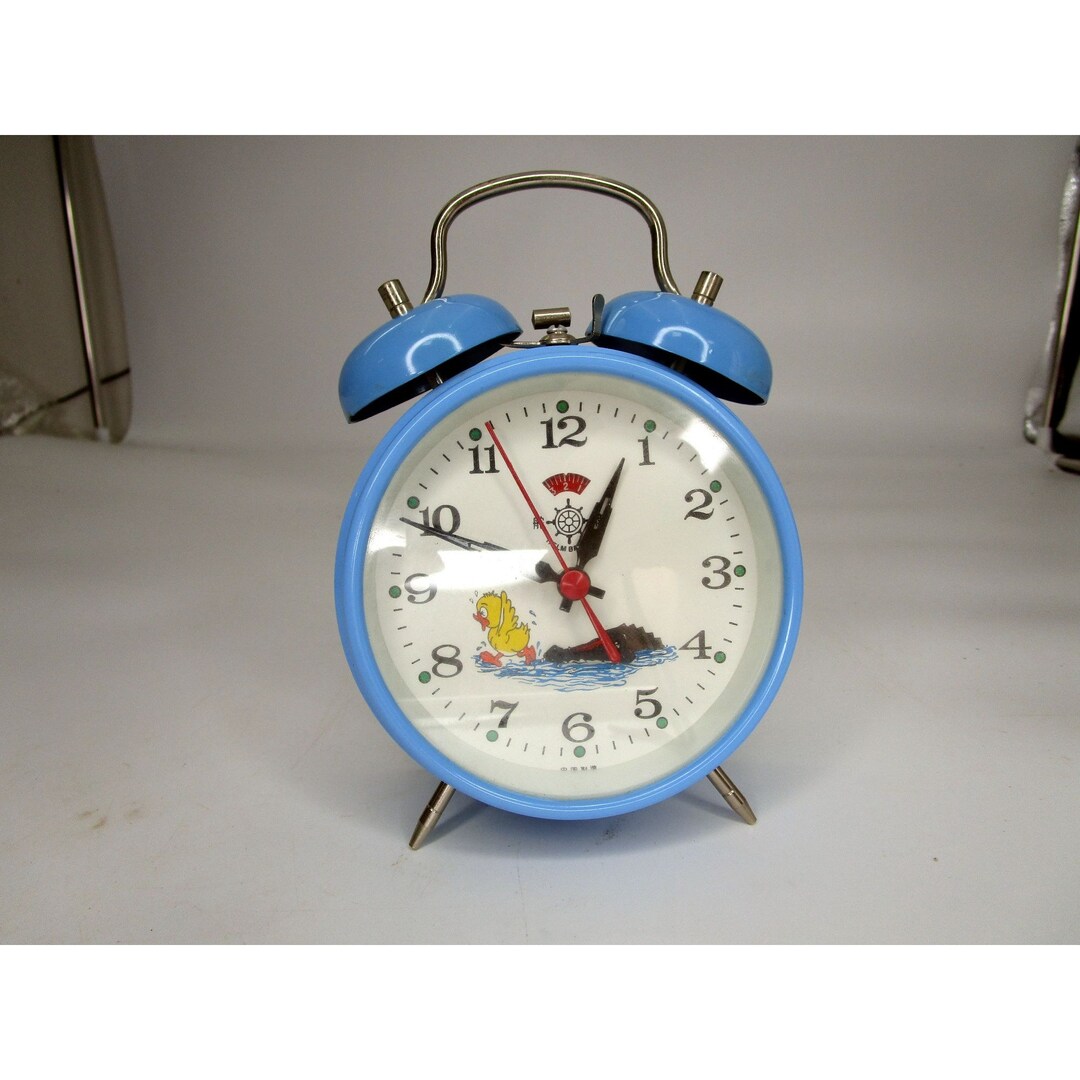 Vintage Helm Brand Animated Alarm Clock Alligator Chasing Duckling