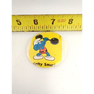 Vintage Hefty Smurf Pin Pinback Button