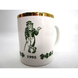 Vintage Mug Tea Coffee Cup 1995 Gold Leaf Creed of the Hooligans Leprechaun Irish Theme