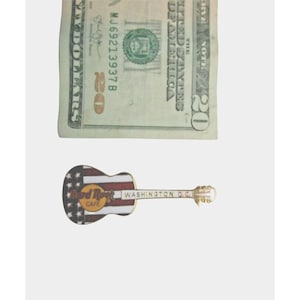 Vintage Hard Rock Cafe Washington Dc amerikanische Flagge Gitarre Pin Pinback Swag