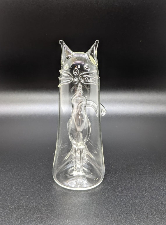 Rare Vintage Roberto Niederer Blown Art Glass Intricate Cat With a