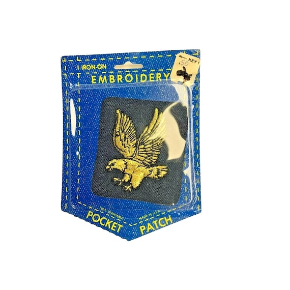 Vintage Eagle Embroidery Iron On Patch Pocket Patch Made in USA