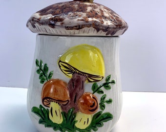 Large Vintage Mushroom Container With Lid Retro