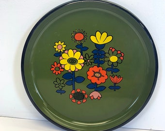 Vintage Vivid Pop Art Avocado Green Mid Century Minimal Made in Japan Tray.