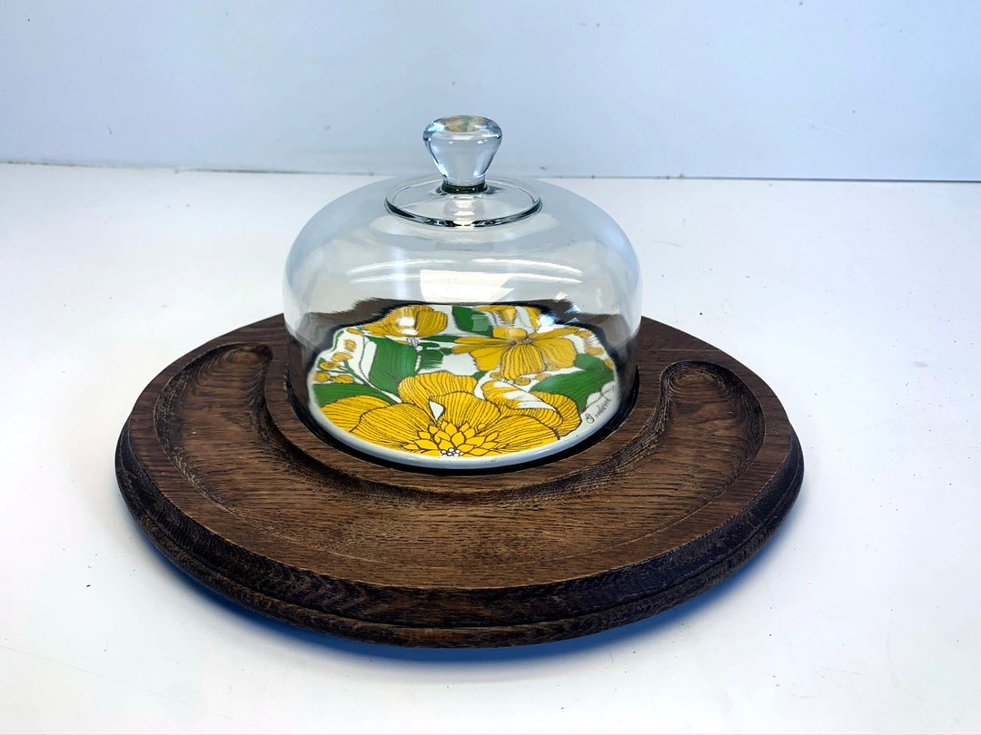 Vintage Goodwood Cheese and Cracker Chip and Dip Yellow Floral Oak