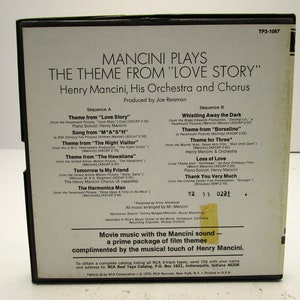 Mancini Plays The Theme To Love Story RCA TP3 1067 1970 4 track 3.75 IPS Reel to Reel image 2