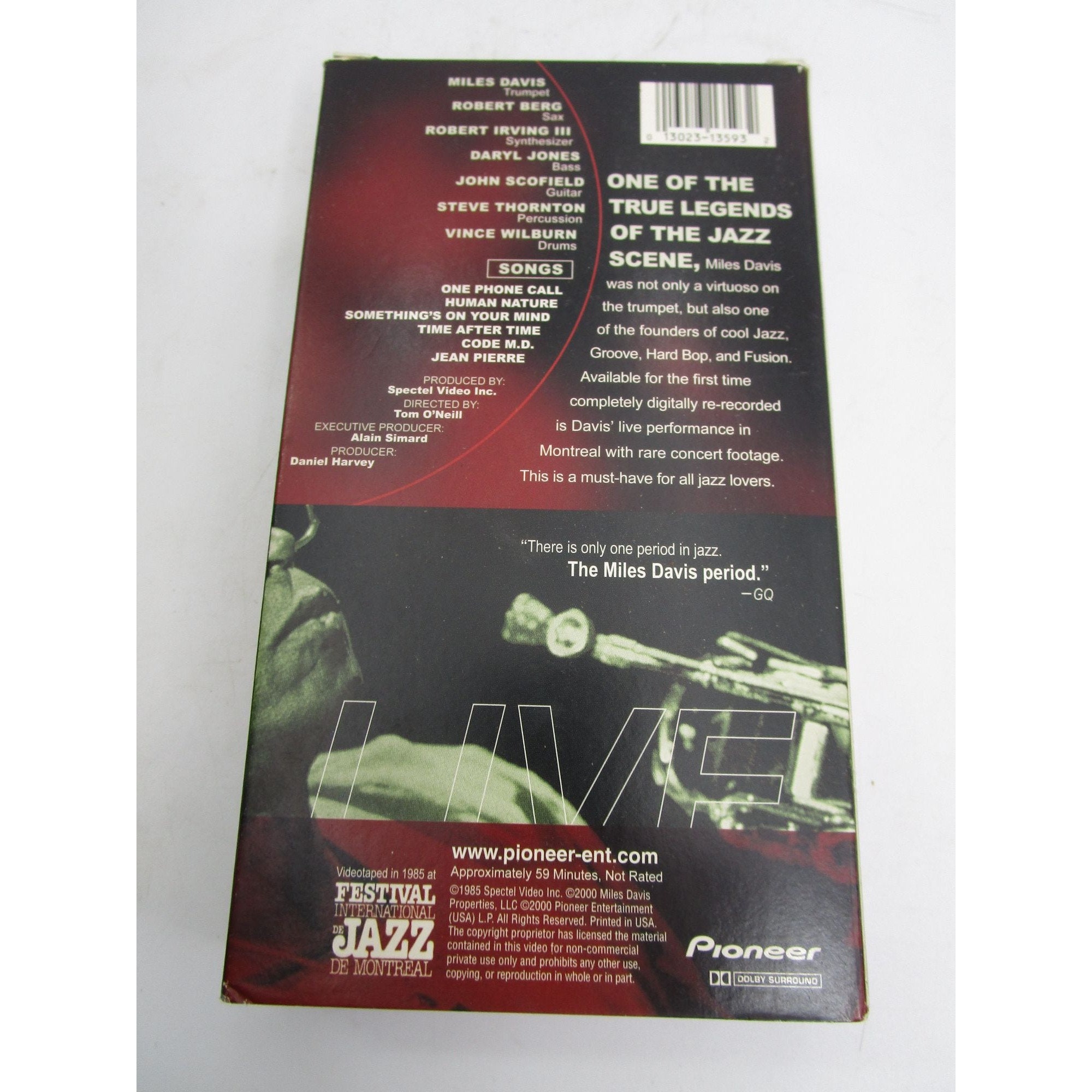 Vintage VHS Pioneer Presents Miles Davis Live in Montreal 2000 