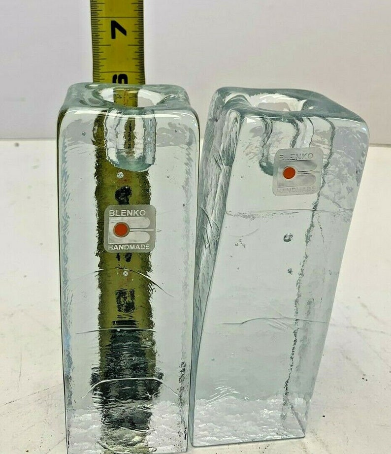 Set of Vintage Blenko Glass Ice Cube Candle Stick Holders Etsy Israel