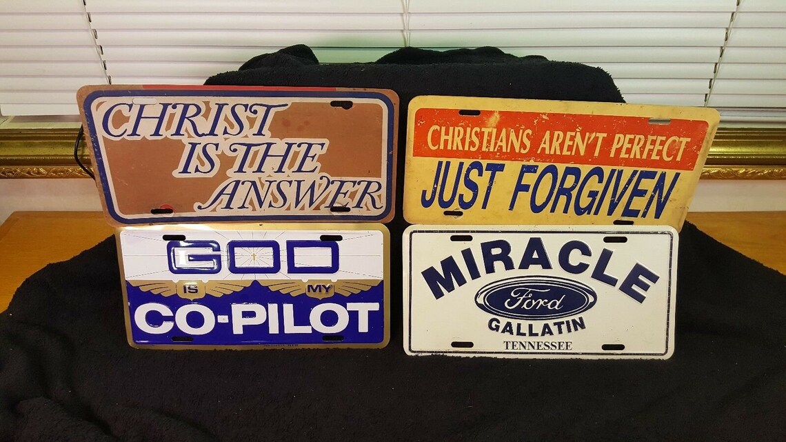4 Vintage Christian Themed License Plates Etsy