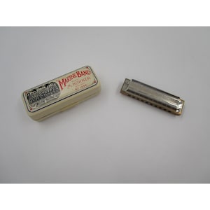 Hohner Marine Band Harmonica With Case No. 1896 Key Of C Vintage Musical Instrument