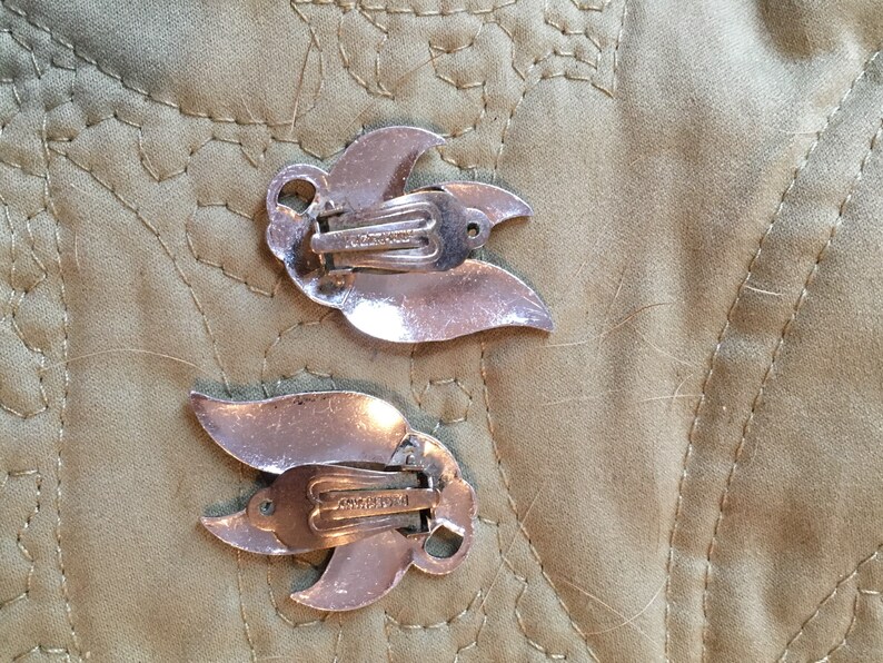 Mid-Century Modern Art Moderne West German Marcasite Clip-On Earrings