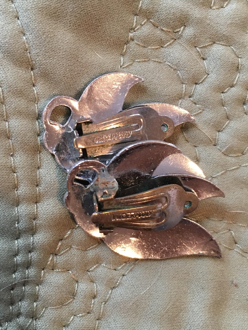Mid-Century Modern Art Moderne West German Marcasite Clip-On Earrings